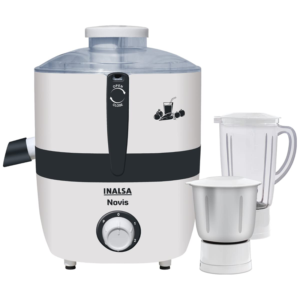 Inalsa Juicer Mixer Grinder 500W, Novis with 2 Jars|1.5L Blender Jar|0.7 L SS Multipurpose Jar|Nozzle Cap|Shockproof Body Design|Overload Protection for Safety|ISI Mark