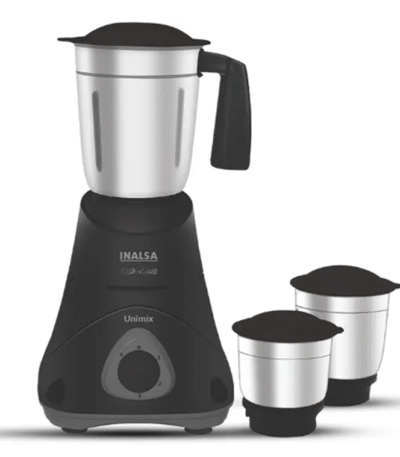 Inalsa Mixer Grinder Unimix 3 Jar 550W,1.2 L Stainless Steel Liquidizer Jar,400 ml Stainless Steel Chutney Jar