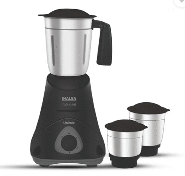 Inalsa Mixer Grinder Unimix 3 Jar 550W,1.2 L Stainless Steel Liquidizer Jar,400 ml Stainless Steel Chutney Jar