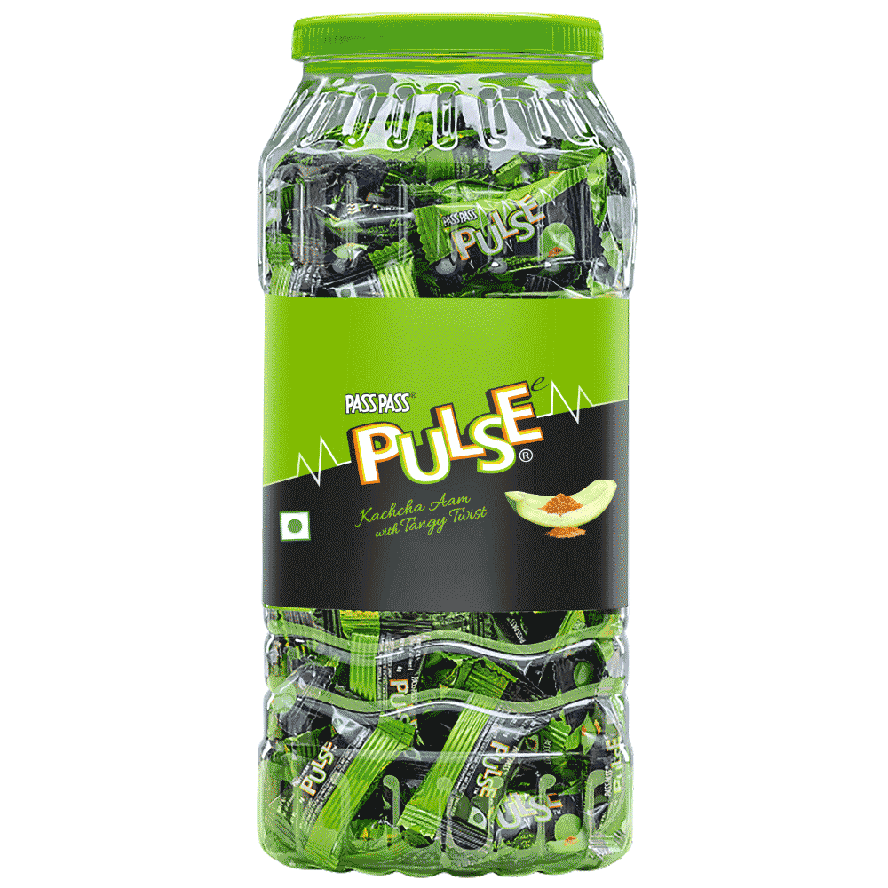 imgi_65_Pulse_Kachcha-Aam-175pcs-Jar_3D-1000x1000_Front Pulse (Pass Pass ) Candy Jar |Kachcha Aam Candy - Image 1