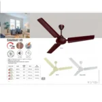 Havells Samraat Neo Ceiling Fan 1200mm front view Havells Samraat Neo fan blades aerodynamic design Havells ceiling fan motor copper build close-up Havells Samraat Neo ceiling fan installed in room Havells 1200mm ceiling fan elegant finish design Havells Samraat Neo packaging box contents